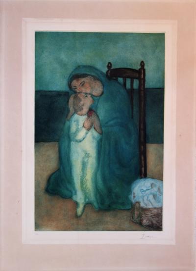 Pablo Picasso (d’après) : Maternité - Gravure Signée 1929 2