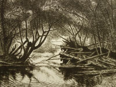 Madeleine TESSIER : Marécage funeste, Gravure originale signée 2