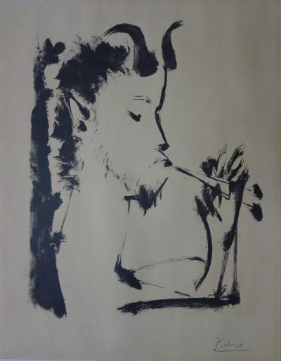 Pablo PICASSO (d’après) : Faune à la flûte double - Lithographie signée 2