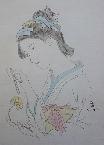 Léonard Tsuguharu FOUJITA : Japonaise à l’œillet - Gravure originale Signée 2