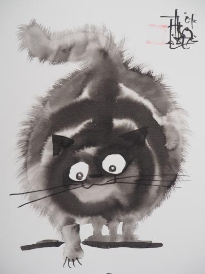 Laszlo Tibay : Chat et souris - Dessin original à l’encre Signé 2