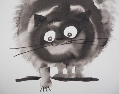 Laszlo Tibay : Chat et souris - Dessin original à l’encre Signé 2