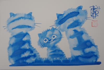 Laszlo Tibay Famille De Chat Et Son Chaton Dessin Original A L Encre Signe Post War Modern Art Plazzart Laszlo Tibay Famille De Chat Et Son Chaton Dessin Original A L Encre Signe Post War Modern Art Plazzart