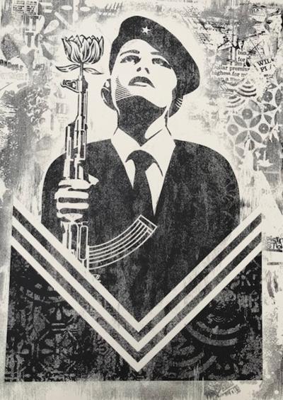 Shepard Fairey - Peace Guard2 damaged stencil series - 2017 2