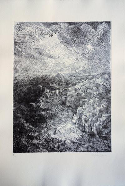 Henry William SINGER : Alpilles - Gravure originale signée 2