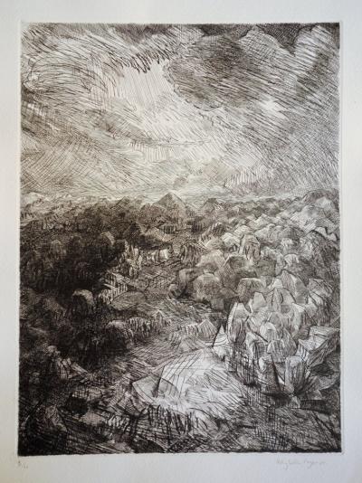 Henry William SINGER : Alpilles - Gravure originale signée 2