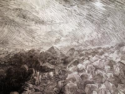 Henry William SINGER : Alpilles - Gravure originale signée 2