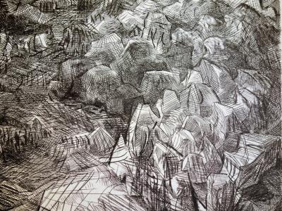 Henry William SINGER : Alpilles - Gravure originale signée 2