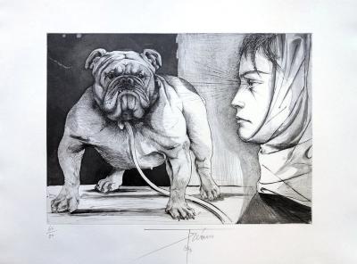 Pierre-Yves TREMOIS : Le Bouledogue - Gravure originale Signée 2