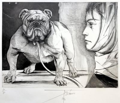 Pierre-Yves TREMOIS : Le Bouledogue - Gravure originale Signée 2