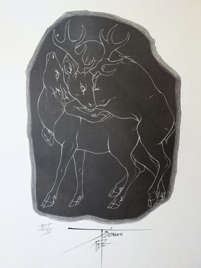 Pierre-Yves TREMOIS : Cerf et biche - Gravure originale Signée 2