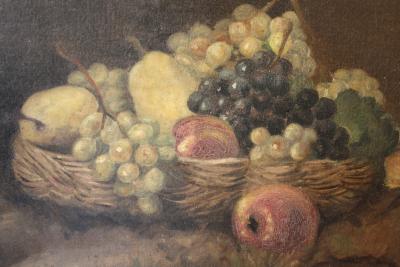 Hubert CLERGET - Nature morte au panier - Huile sur toile signée Still life with basket 2