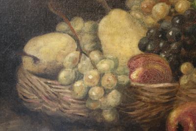 Hubert CLERGET - Nature morte au panier - Huile sur toile signée Still life with basket 2