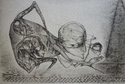 Fred DEUX : Les croyants - Gravure originale Signée 2
