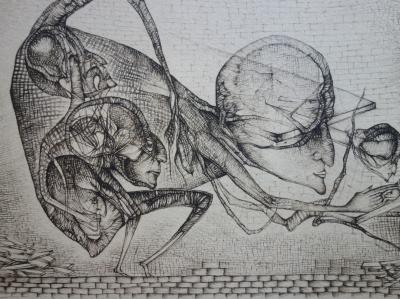 Fred DEUX : Les croyants - Gravure originale Signée 2