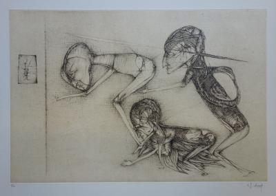 Fred DEUX : Le miroir - Gravure originale Signée 1/30 2