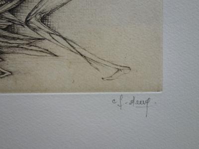 Fred DEUX : Le miroir - Gravure originale Signée 1/30 2
