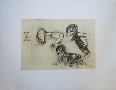 Fred DEUX : Le miroir - Gravure originale Signée 1/30 2