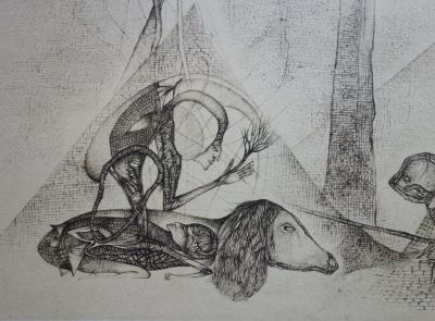 Fred DEUX : Les cheminées de la Châtre - Gravure originale Signée 1/30 2