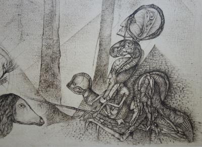 Fred DEUX : Les cheminées de la Châtre - Gravure originale Signée 1/30 2