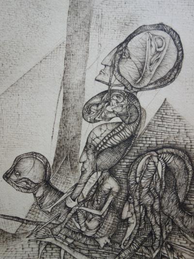 Fred DEUX : Les cheminées de la Châtre - Gravure originale Signée 1/30 2