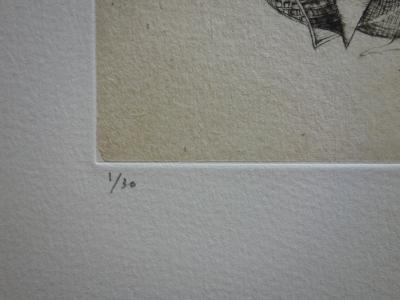 Fred DEUX : Les cheminées de la Châtre - Gravure originale Signée 1/30 2