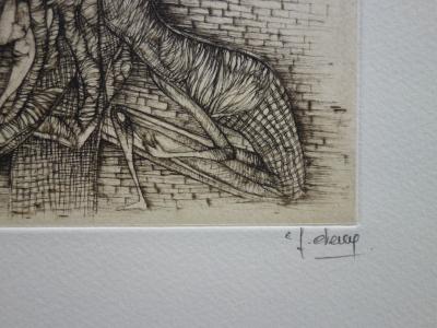 Fred DEUX : Les cheminées de la Châtre - Gravure originale Signée 1/30 2