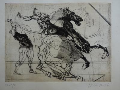 Claude WEISBUCH : Charge à Cheval - Gravure originale Signée /50ex 2