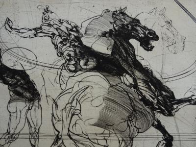 Claude WEISBUCH : Charge à Cheval - Gravure originale Signée /50ex 2