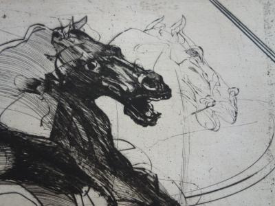 Claude WEISBUCH : Charge à Cheval - Gravure originale Signée /50ex 2
