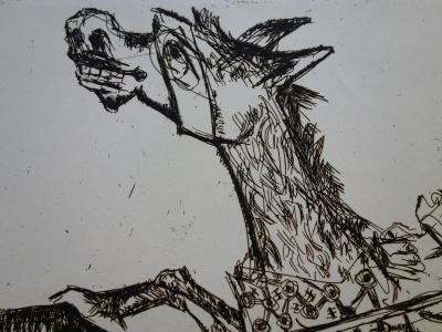 Bernard LORJOU: Picador and bull - Original signed etching 2