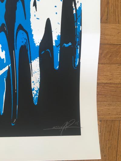 Serigraphie rehaussée à la main by KURAR - SAD Reality (bleu) 2