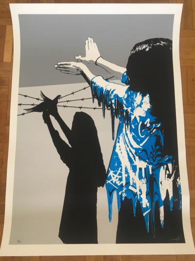 Serigraphie rehaussée à la main by KURAR - SAD Reality (bleu) 2