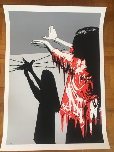 Kurar - Serigraphie rehaussée à la main - sad reality (red) 2