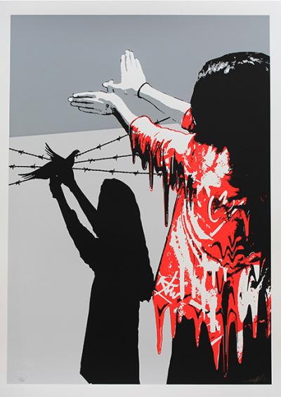 Kurar - Serigraphie rehaussée à la main - sad reality (red) 2