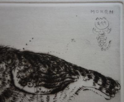 Mordecai MOREH : Petit oiseau - Gravure originale signée 2