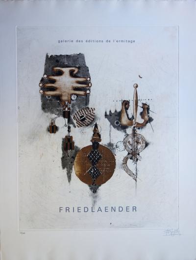 Johnny Friedlander : Symboles abstraits - Gravure originale Signée 2