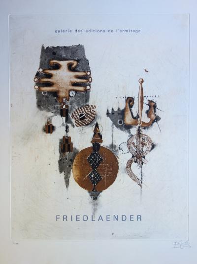 Johnny Friedlander : Symboles abstraits - Gravure originale Signée 2