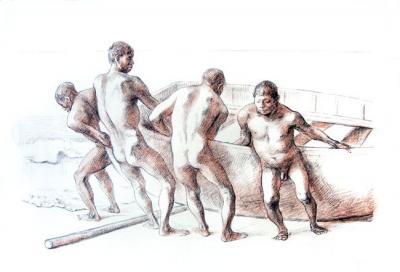 Francisco ZUNIGA - Hommes à la barque, 1984 - Lithographie originale signée au crayon 2