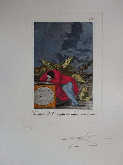 Salvador Dalí : Caprices de Goya, El Sueno de la razon - Gravure originale signée 2