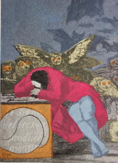 Salvador Dalí : Caprices de Goya, El Sueno de la razon - Gravure originale signée 2