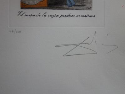 Salvador Dalí : Caprices de Goya, El Sueno de la razon - Gravure originale signée 2