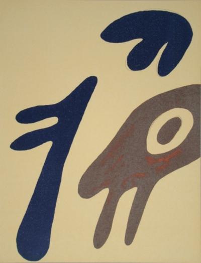 Jean ARP - Head, torso and navel on table, 1962 - Original lithograph 2