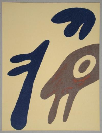 Jean ARP - Head, torso and navel on table, 1962 - Original lithograph 2