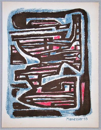 Alfred MANESSIER - Formes et transparence, 1953 - Lithographie signée et datée 2