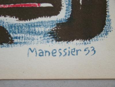 Alfred MANESSIER - Formes et transparence, 1953 - Lithographie signée et datée 2