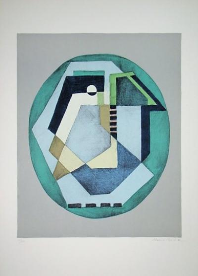 Mario RADICE - Compositione astratta verde, 1985 - Lithographie originale signée 2