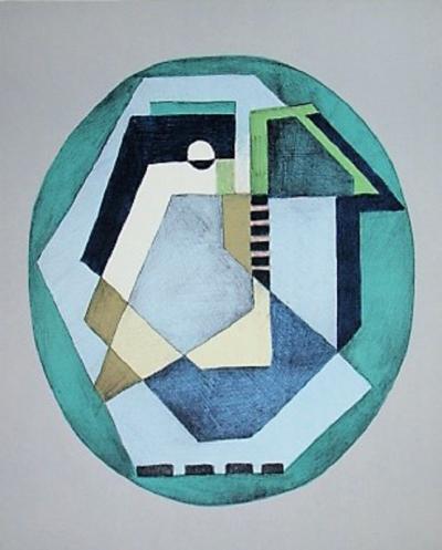 Mario RADICE - Compositione astratta verde, 1985 - Lithographie originale signée 2