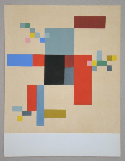 nach Sophie TAEUBER-ARP - Vertikale-horizontale Komposition auf weißem Grund, 1956 - Farbpochoir 2