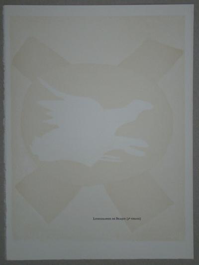 GEORGES BRAQUE - Lithographie en couleurs - Oiseau sur fond de X - 1958 2